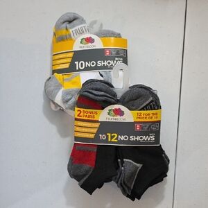 Fruit of the Loom Men's No Show Socks - Gray, Red, and Yellow